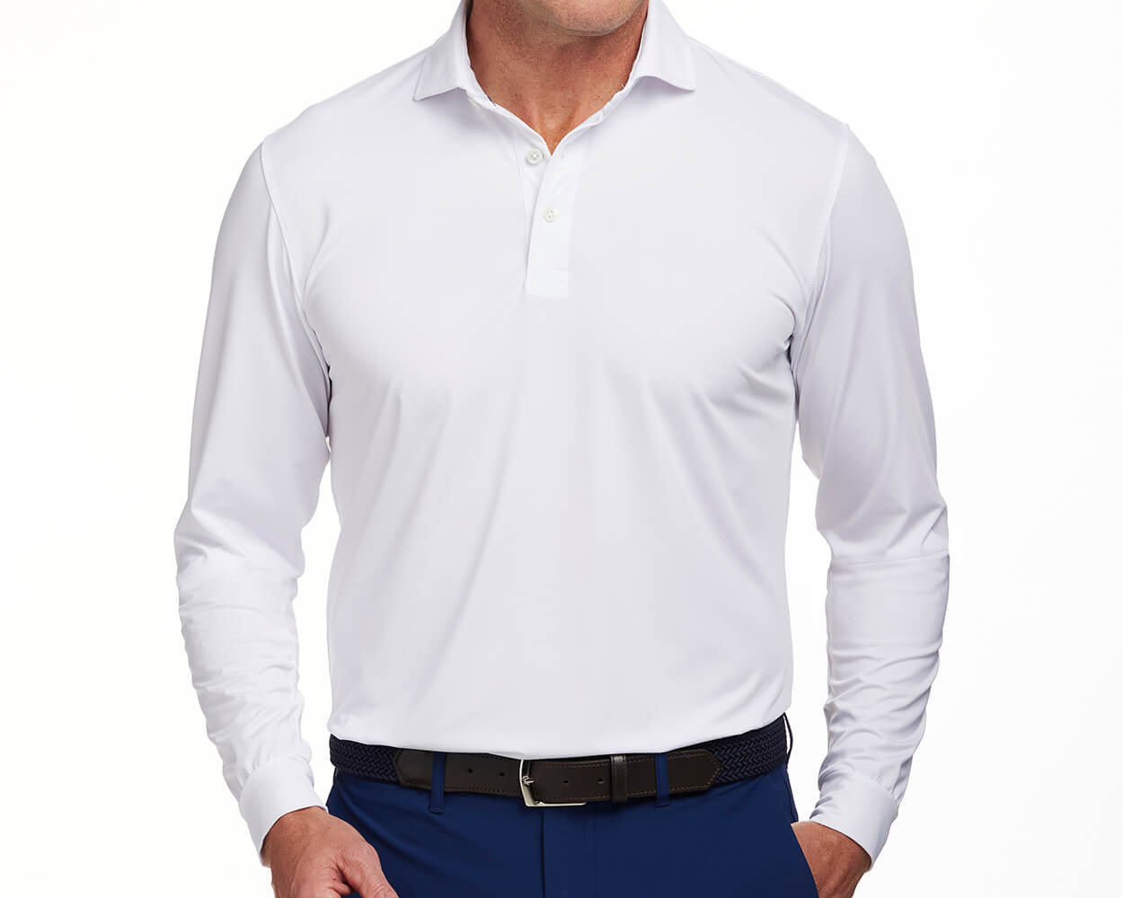White Long Sleeve Polo Shirt Holderness Bourne