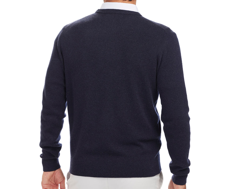 Navy Cashmere Blend Golf Sweater | Holderness & Bourne