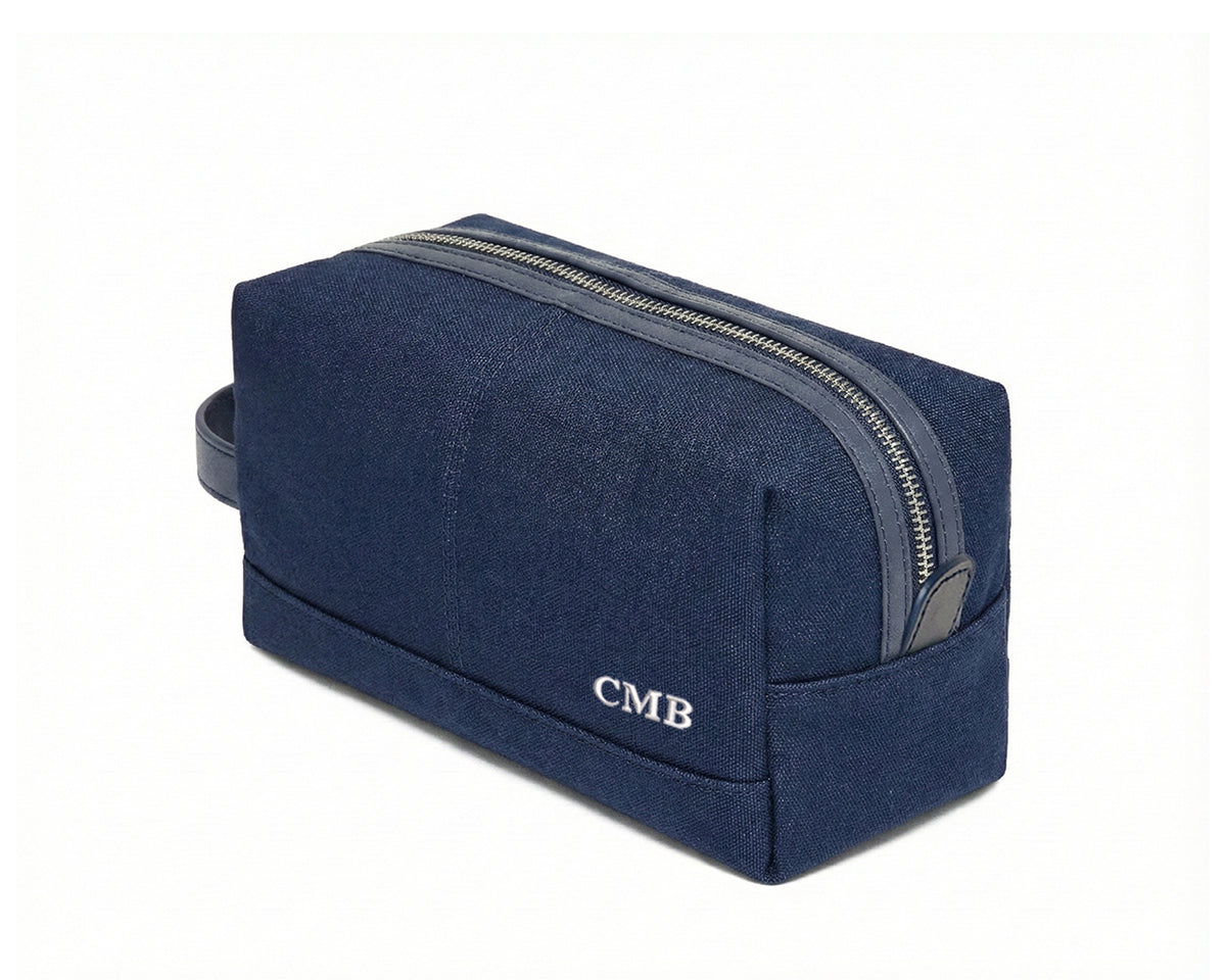 The Littler Dopp Kit: Navy Ballistic - White Embroidery