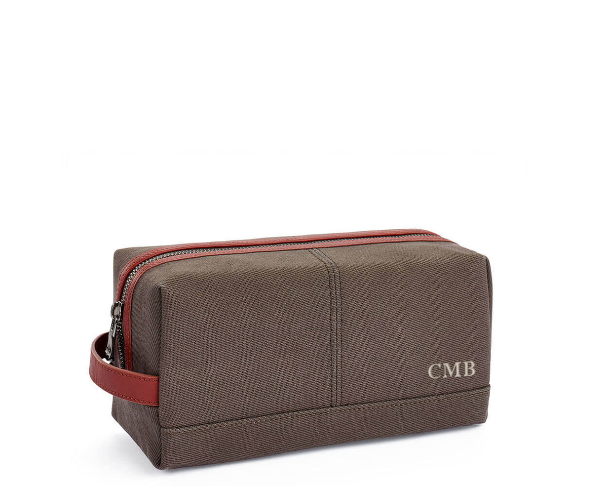 The Littler Dopp Kit Cotton Twill: Scotch Green with Rye Embroidered Lettering
