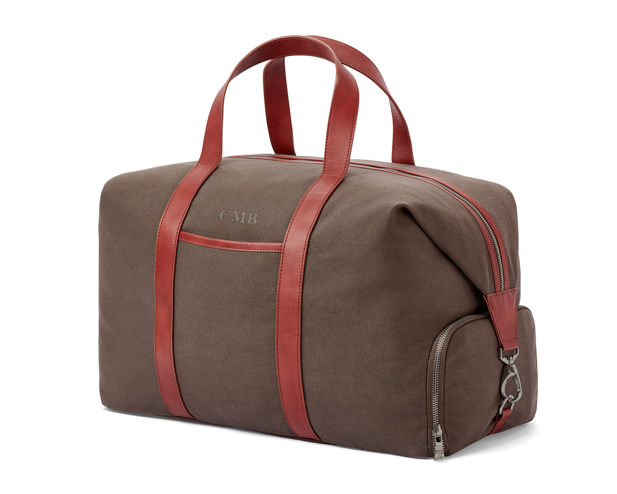 The Byers Duffel Bag Cotton Twill: Scotch Green with Scotch Green Embroidered Lettering