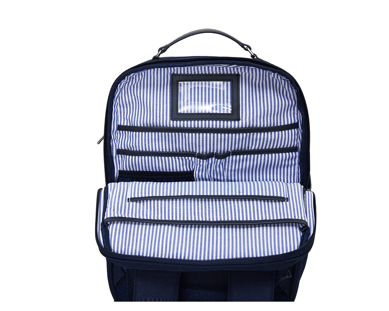 The Broughton Backpack: Navy Ballistic - White Embroidery