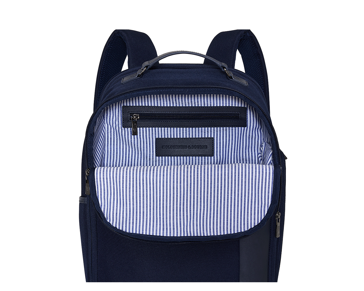 The Broughton Backpack: Navy Ballistic - White Embroidery