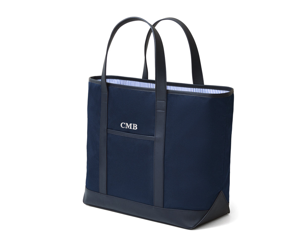 The Treadwell Tote: Navy Ballistic White Embroidery