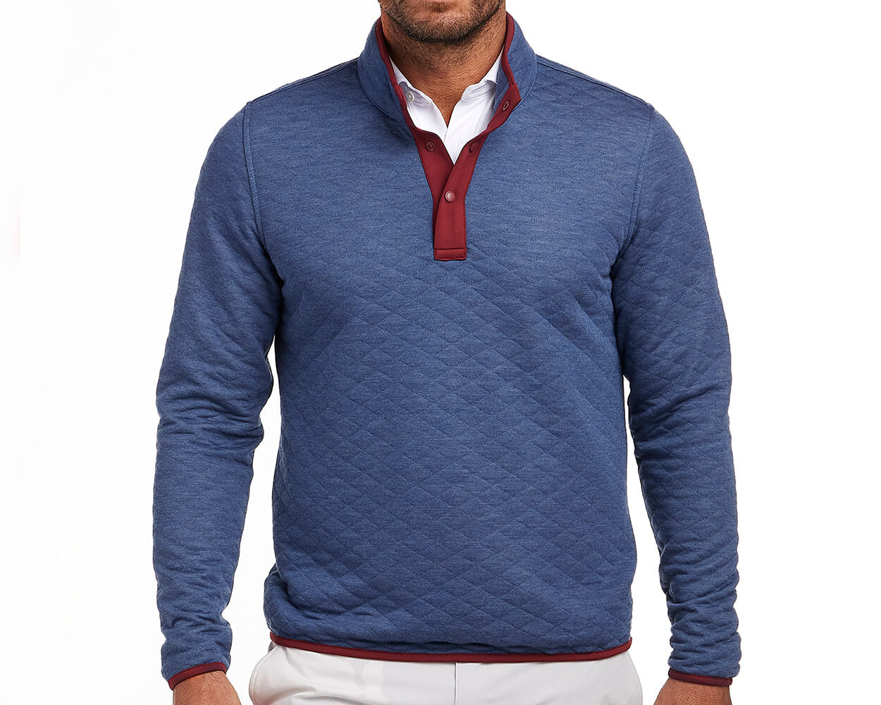 The Sullivan Pullover: Heathered North Sea & Dark Claret