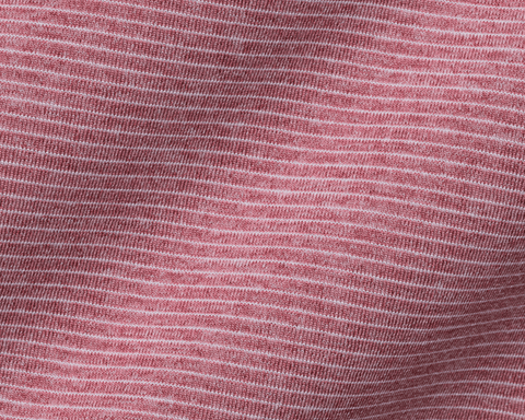Close-up of The Holland Shirt: Heathered Napa showing the thin light repeat stripe on the heathered, lightweight jersey-knit fabric.