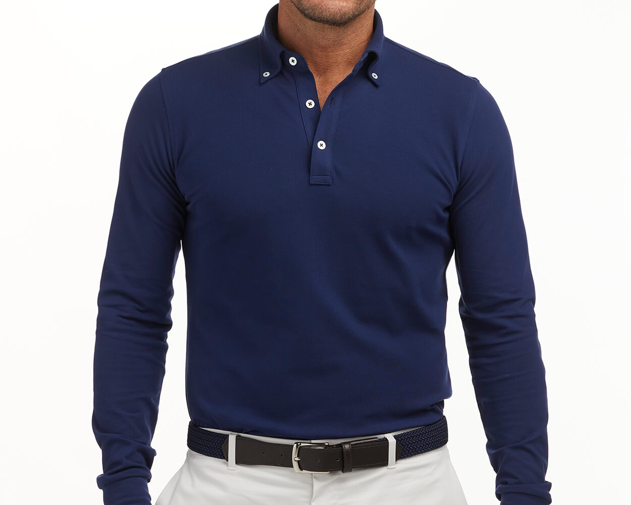 Holderness & Bourne Men's Long Sleeve Navy Polo