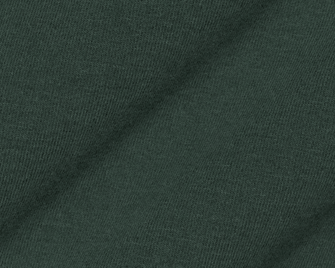Close-up swatch of The Mason T-Shirt: Cypress fabric, showing the soft, midweight cotton jersey knit in deep green.