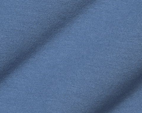 Close-up swatch of The Mason T-Shirt: Pacific Blue fabric, showing the soft, midweight cotton jersey knit with a fine diagonal texture.