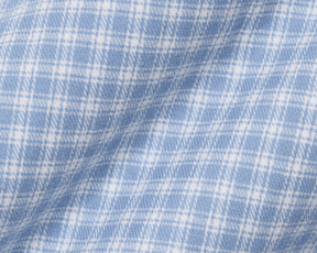 Close-up of blue and white checkered button up shirt