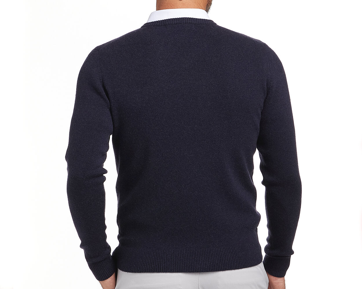 Holderness & Bourne The Stableford Navy Wool V Neck Sweater