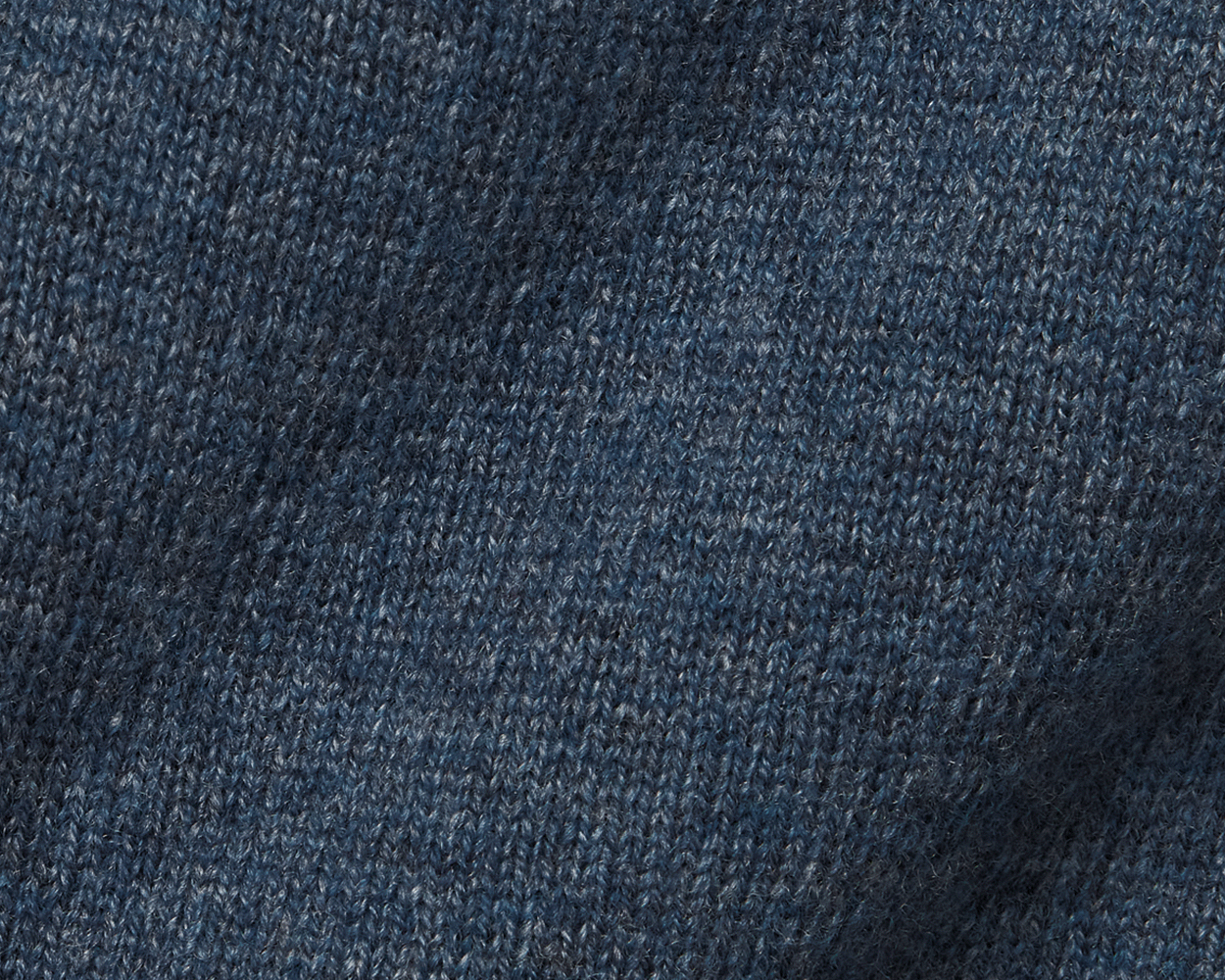 Close-up of Holderness & Bourne Men’s Blue Quarter Zip Sweater fabric texture