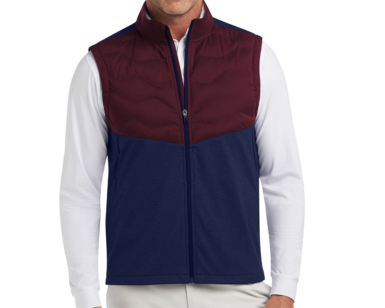 The Morris Vest: Navy & Dark Claret