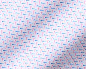 The Cromwell Shirt: Belmont & Horizon Blue, showcasing a close-up of its T-shaped pastel motifs on breathable AIRATION® fabric with a structured spread collar.