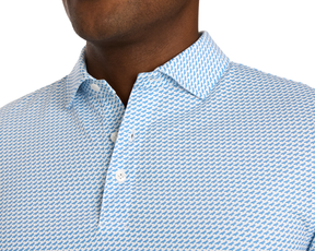 The Walton Shirt: Maidstone Blue, featuring a micro-print pattern and structured spread collar, made from AIRATION® fabric for breathability and comfort.