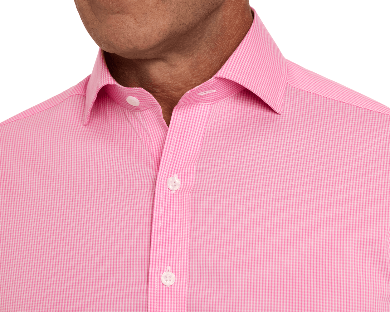 pink white collar dress shirt Hisdern Men's Pink White Dress Shirt with Contrast Collar for Casual 2XL