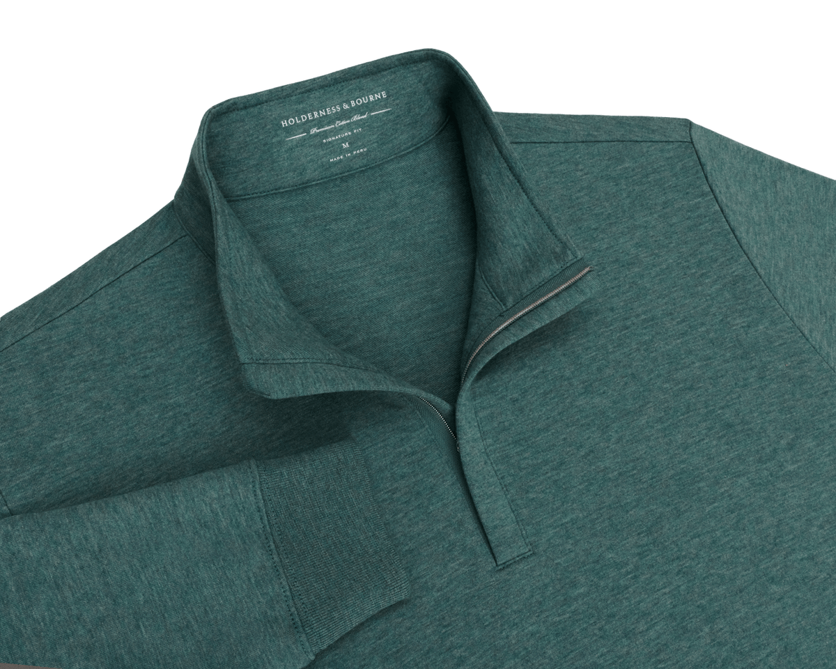 The Harper Quarter-Zip: Heathered California Spruce