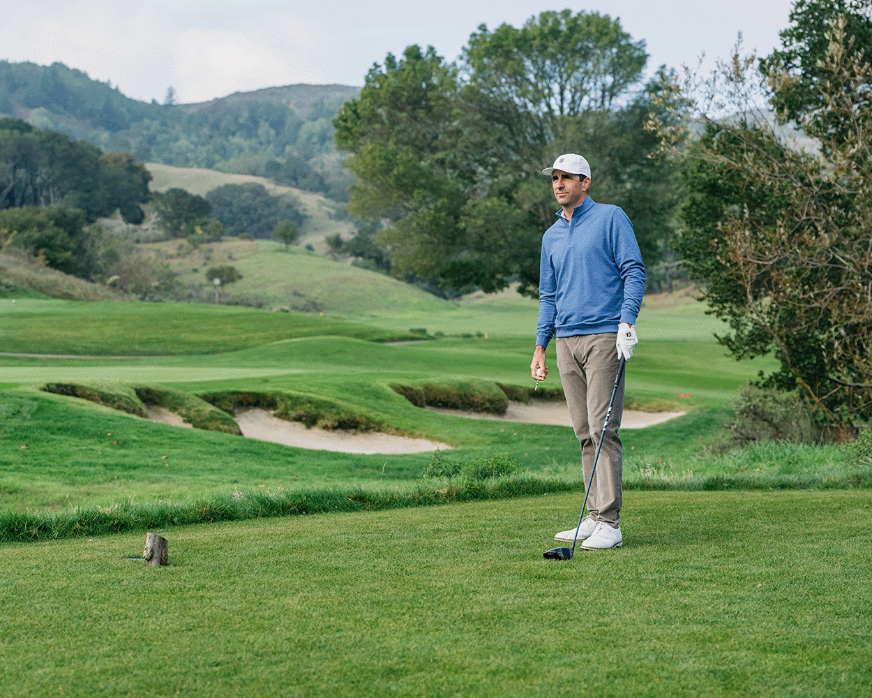 The Harper Quarter-Zip: Heathered Pacific Blue