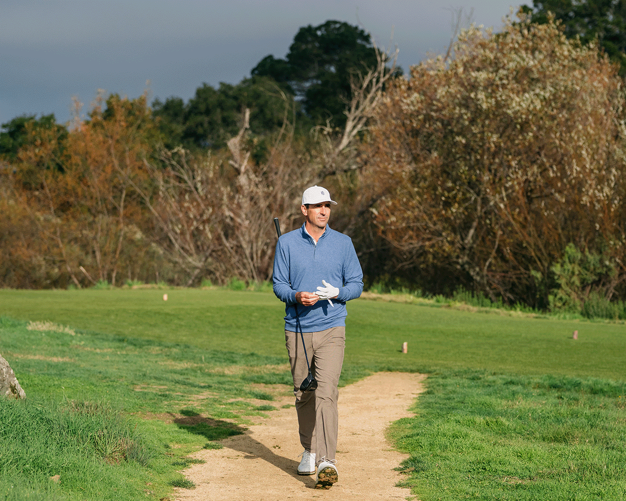 The Harper Quarter-Zip: Heathered Pacific Blue