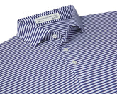 Folded Holderness and Bourne blue striped polo.
