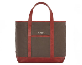 The Travis Tote Bag Cotton Twill: Scotch Green with Rye Embroidered Lettering