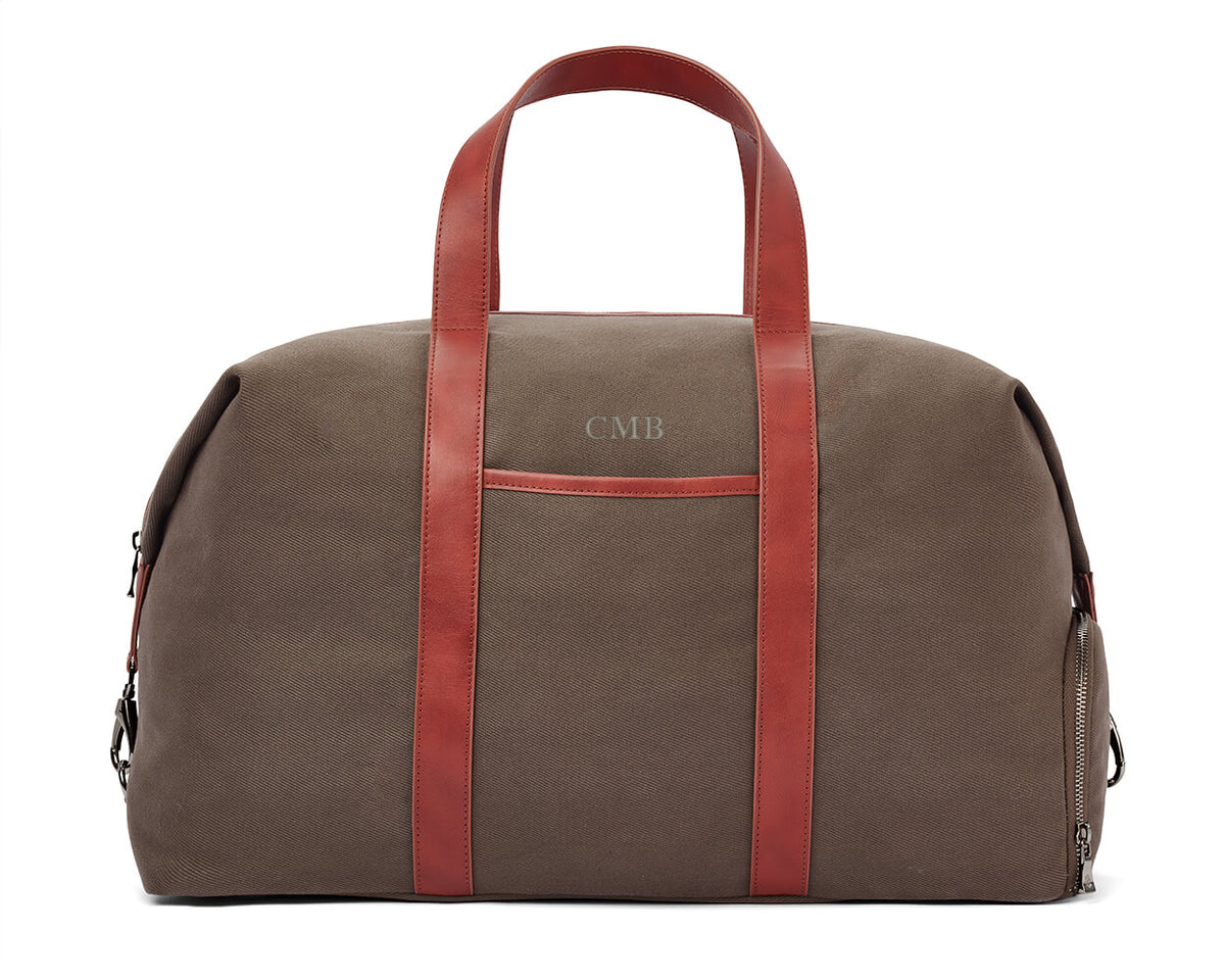 The Byers Duffel Bag Cotton Twill: Scotch Green with Scotch Green Embroidered Lettering