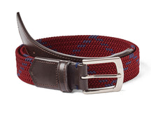 The Fischer Belt: Bordeaux & Navy Dogleg Stripe