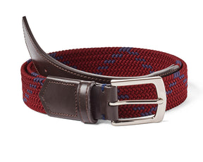 The Fischer Belt: Bordeaux & Navy Dogleg Stripe