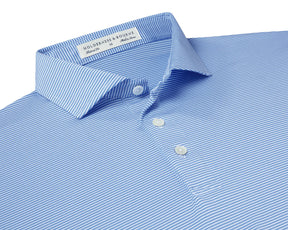 Folded Holderness and Bourne blue and white striped shirt.
