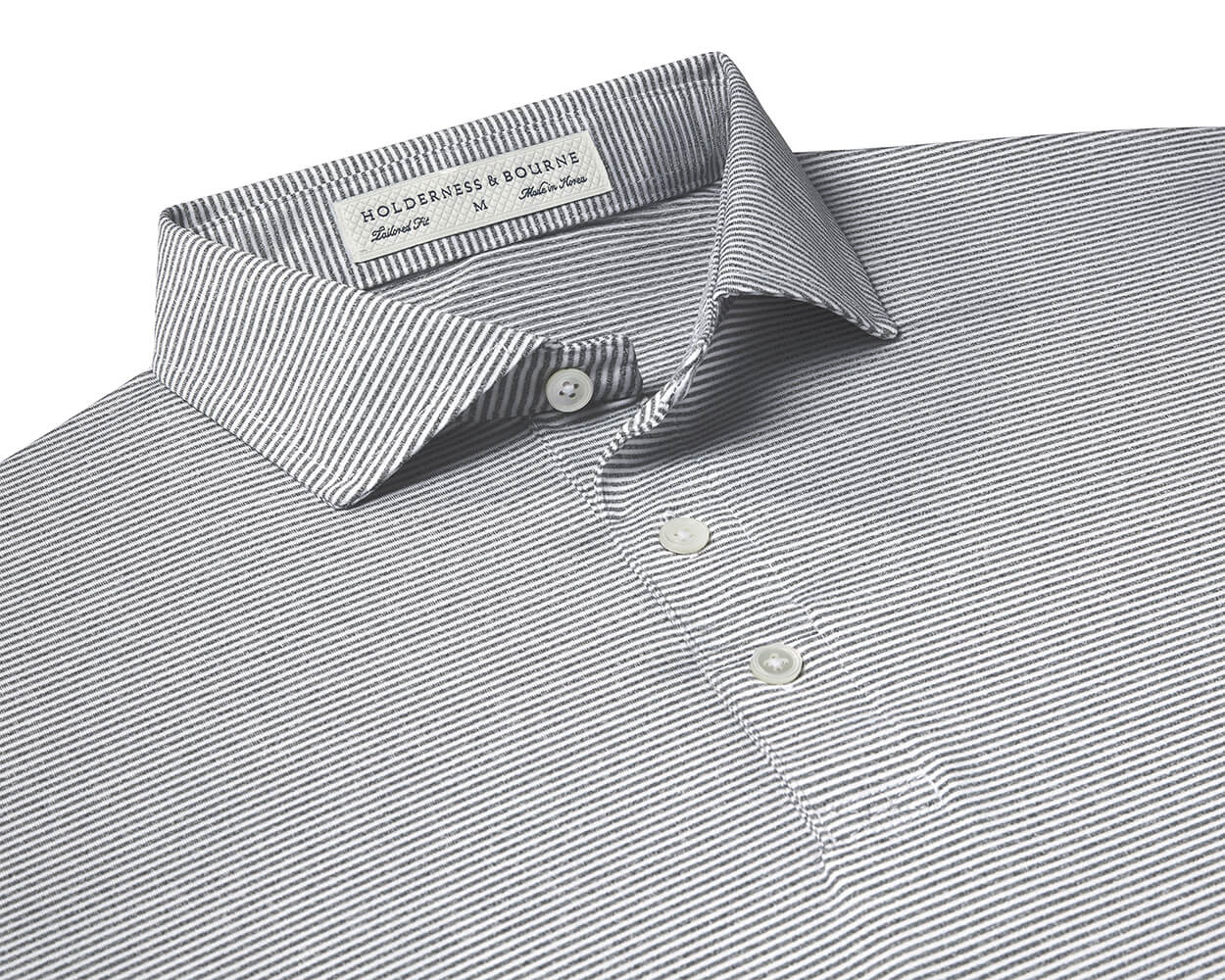 Men's Gray and White Polo Shirt | Holderness & Bourne