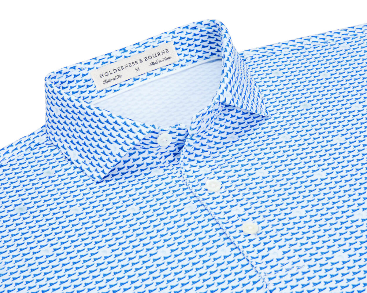 The Jarvis Shirt: White/Marlin Blue/Skye