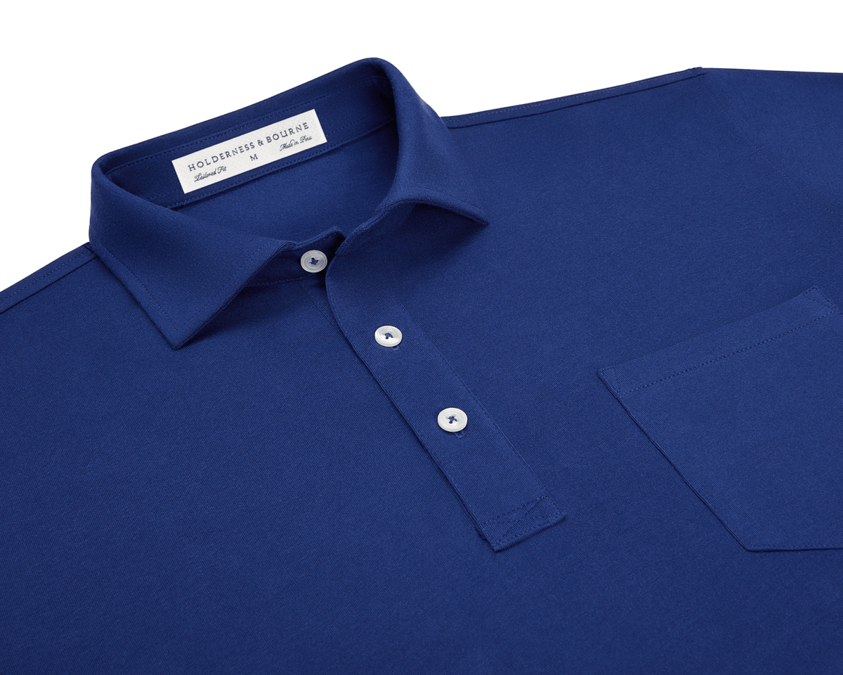 Holderness & Bourne Navy Blue Cotton Polo Shirt