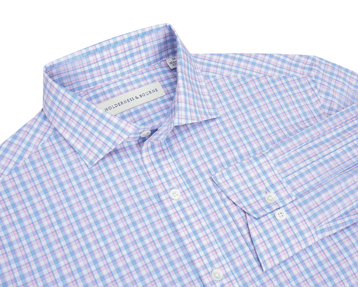 Holderness & Bourne Pink & Blue Men's Button Up Shirt