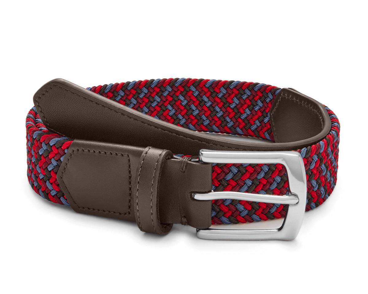 Braided Straw Waist Belt with Red and Green Accents Red Woven, Elastic Belt Women main image 4