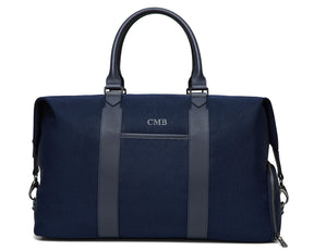 The Byers Duffel Bag: Navy Ballistic - Slate Blue Embroidery