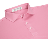 The Perkins Shirt: Belmont & White features a pink and white micro-stripe, point collar, three-button placket, and a label “Holderness & Bourne – Signature Fit.”