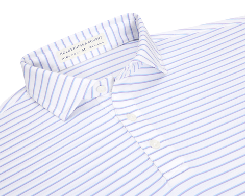 The Springer Shirt: White/Vista Blue/Tudor