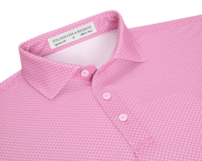 The Eaton Shirt: Belmont, featuring a textured wave pattern, spread collar, and three-button placket, offers moisture-wicking comfort and sun protection.
