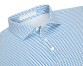 The Walton Shirt: Maidstone Blue, a men's white button-down with blue motif, features a pointed collar, three buttons, and HOLDERNESS & BOURNE label.