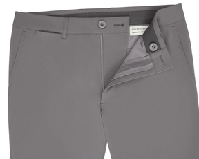 Holderness & Bourne Men’s Light Gray Golf Pants unbuttoned on white background