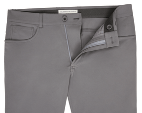 Holderness & Bourne Men’s Light Gray Golf Pants unbuttoned on white background