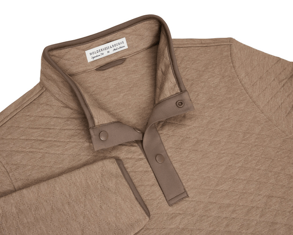 Men's Half Snap Pullover in Brown | Holderness & Bourne
