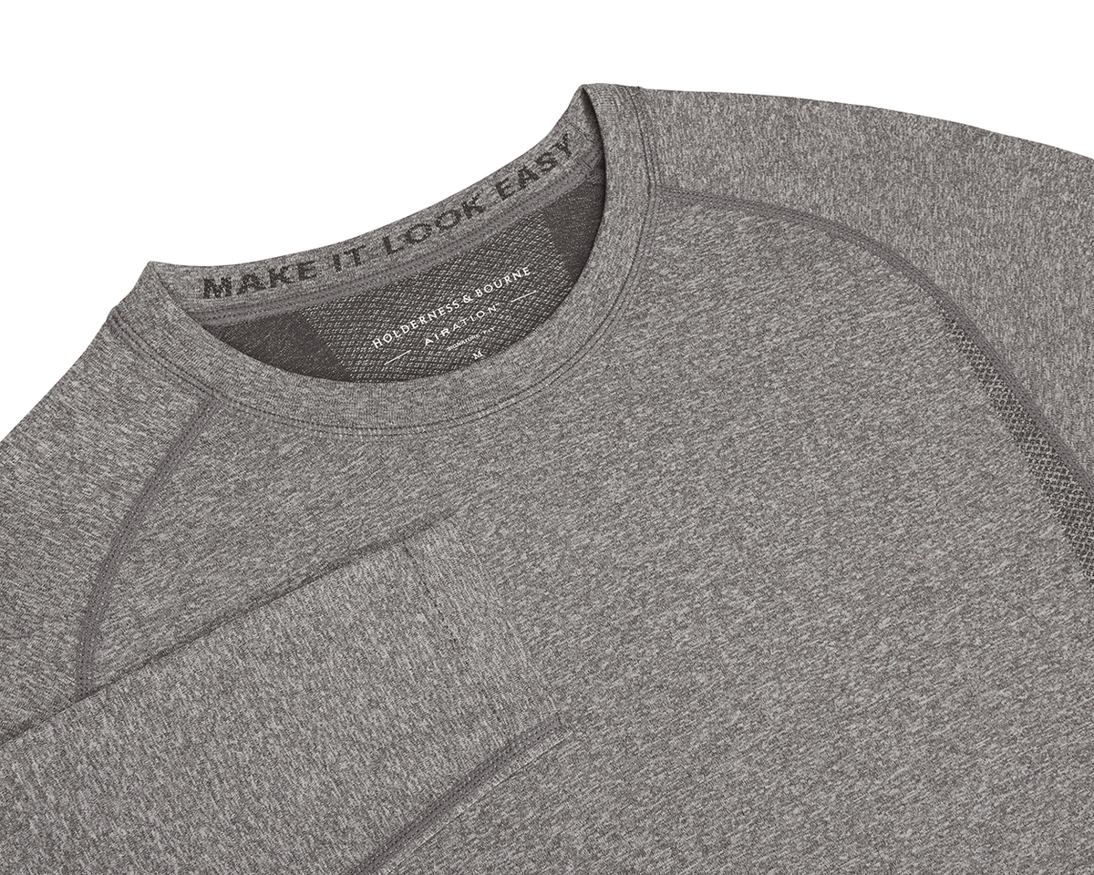 Gray Long Sleeve Performance T-Shirt | Holderness & Bourne