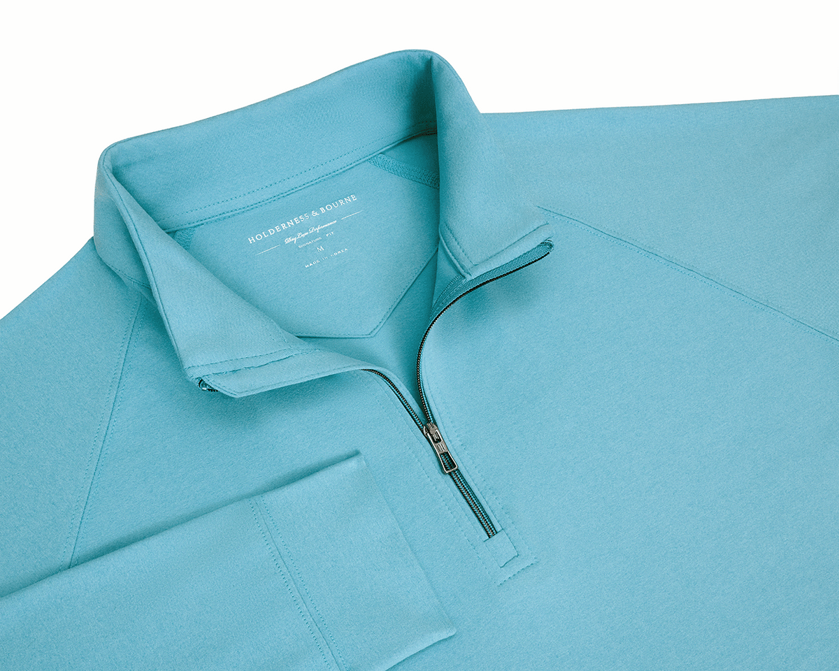 Men's Lightweight Teal Quarter-Zip | Holderness & Bourne