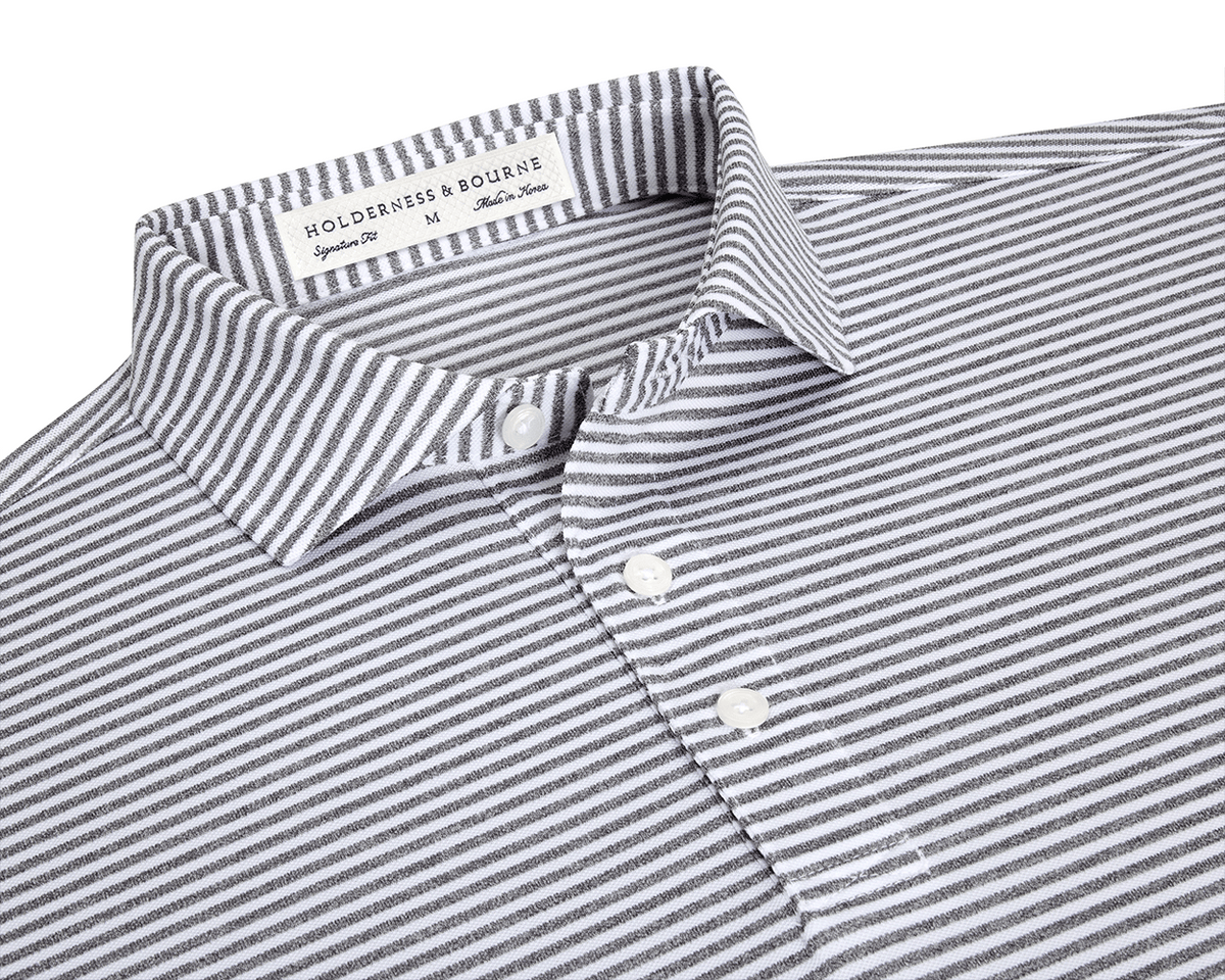 Gray and White Striped Polo Shirt | Holderness & Bourne Gray and White Striped Polo Shirt | Holderness & Bourne