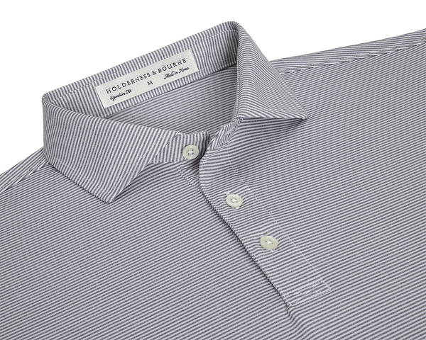 Men's Gray and White Polo Shirt | Holderness & Bourne