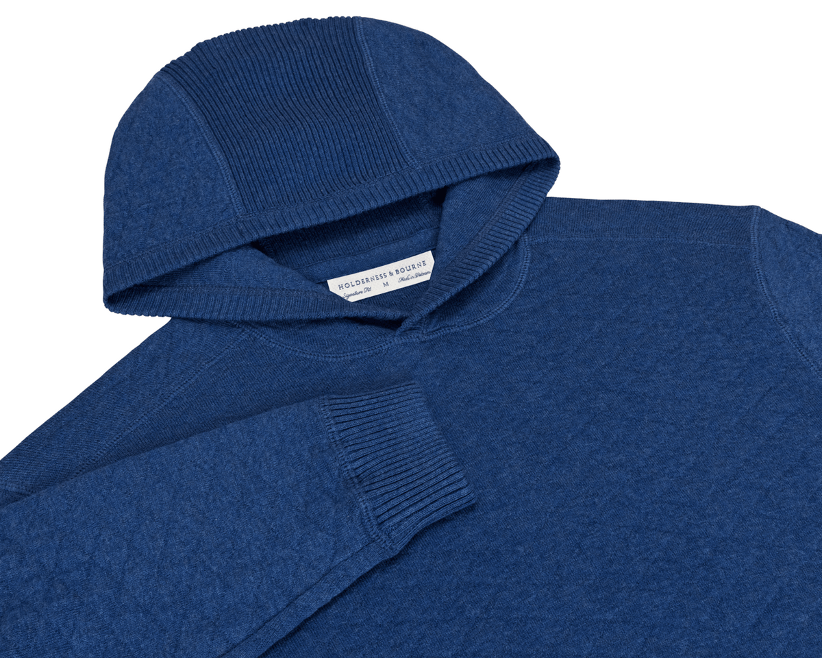 Holderness & Bourne Mens Blue Cotton Hoodie 