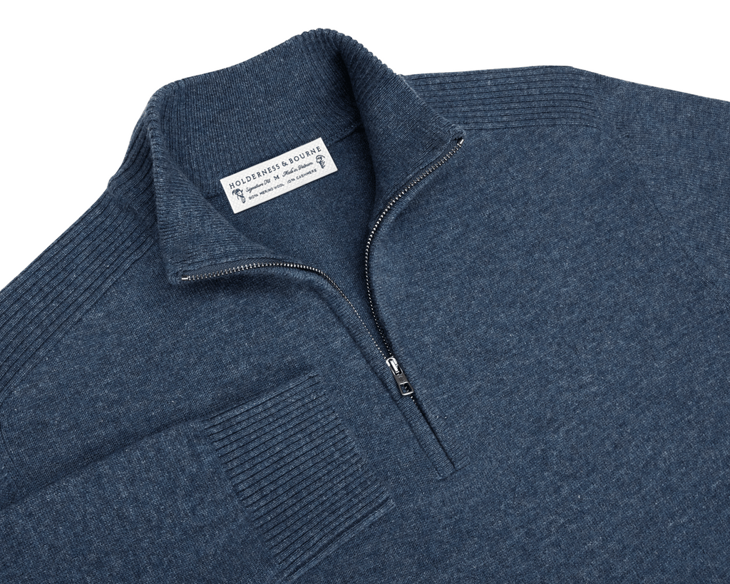 Men's Blue Quarter-Zip Sweater | Holderness & Bourne Men's Blue Quarter-Zip Sweater | Holderness & Bourne