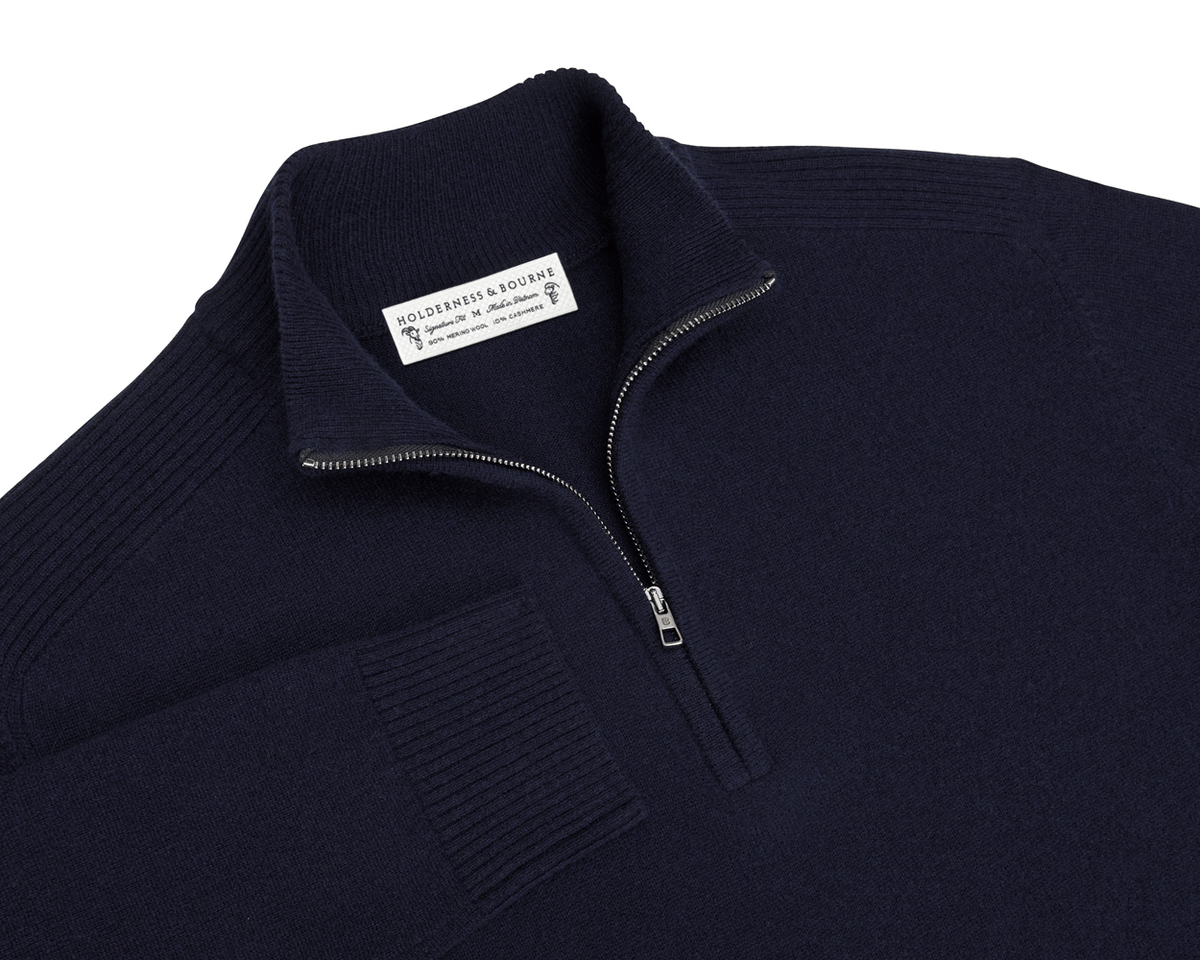 Holderness & Bourne Men’s Navy Quarter Zip Sweater