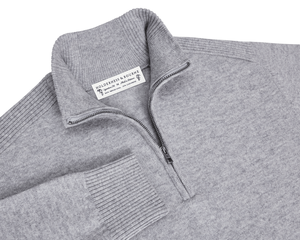 Men's Gray Quarter-Zip Sweater | Holderness & Bourne